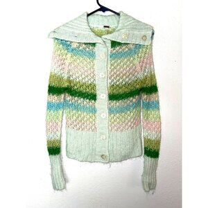Free People Shawl Collar Pastel Wool Mohair Cardigan Sweater Size XS